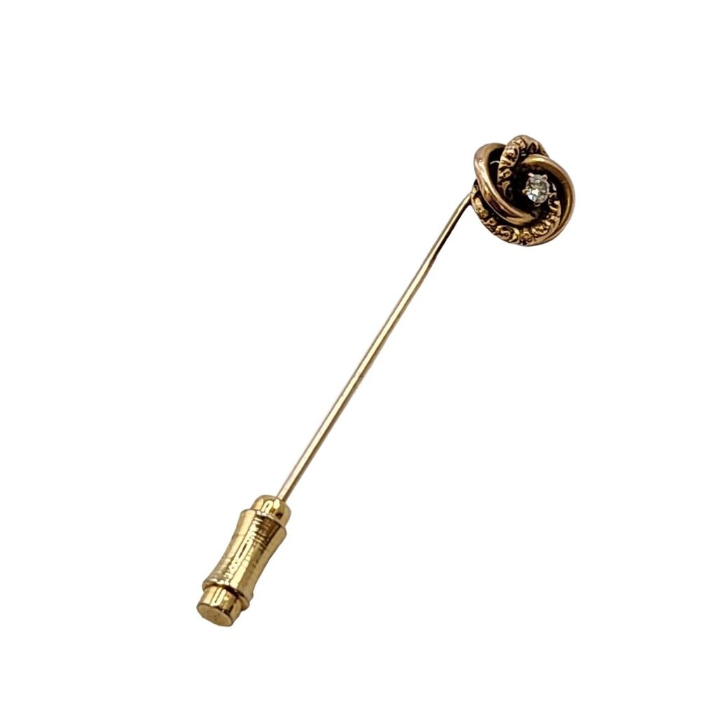 Vintage 14kt Love Knot Diamond Stick Pin/Tie Pin (A4406)